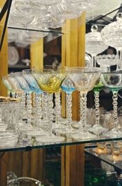 Colored Bubble Stem Wine Glass