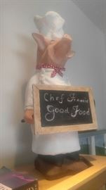 LARGE CHEF PIG W CHALK BOARD