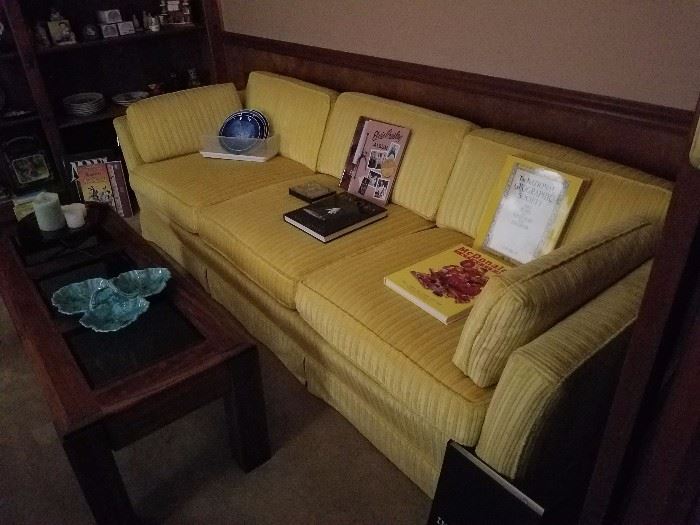 this sofa is nice and note the Elvis and Sinatra books
