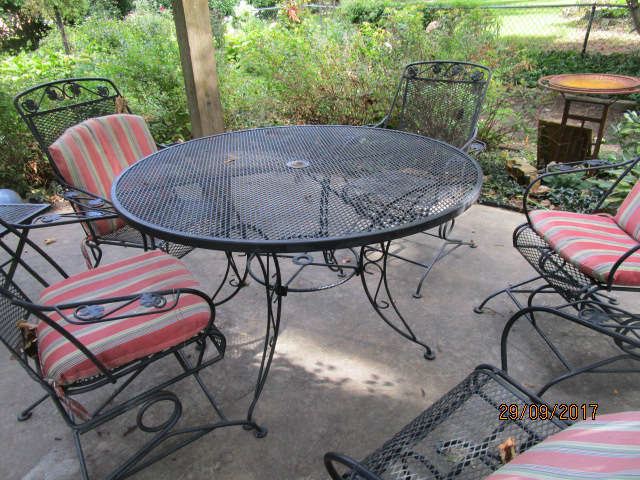 iron patio set with chairs