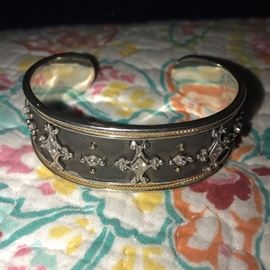 STERLING AND 18K GOLD ELI JEWELERS FRED MAK DESIGNER BRACELET MSRP $795