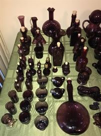 HUGE COLLECTION OF AMETHYST GLASS / PURPLE GLASS