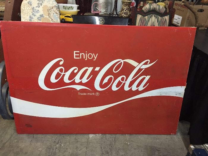 1970's Coca-Cola large metal advertising sign