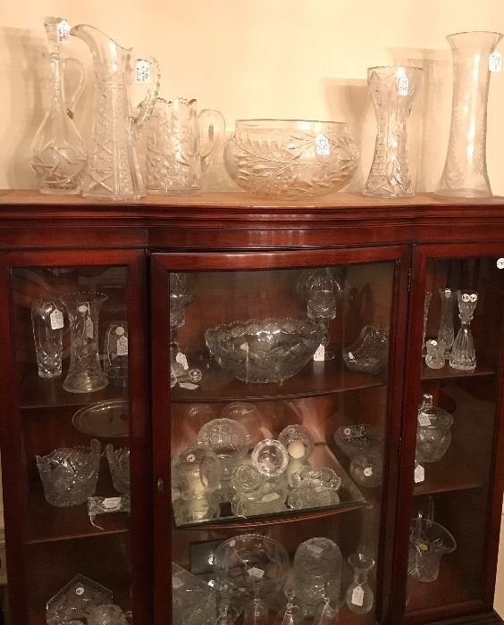 Great choice of high quality cut glass. Stuart, and Hawkes signed pieces. Hard to find large pieces.