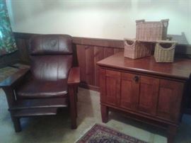 leather recliner and filing cabinet