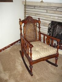 ANTIQUE ROCCO REVIVAL ROCKING CHAIR 