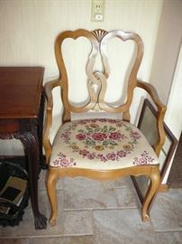 SET OF SIX FRUIT WOOD DINING CHAIRS - ALSO A MATCHING DINING TABLE W/ 2 LEAVES - MATCHING HUTCH 