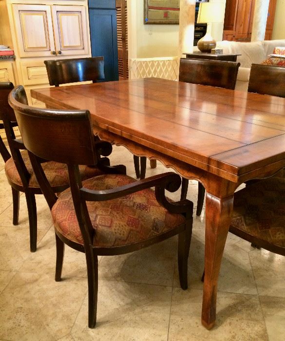 FRENCH COUNTRY dining table .....10' 10" with leaves out on each end  or 5' 10" without leaves  (3' 6" wide) lets out TWICE its LENGTH to seat a big crowd!!!!!