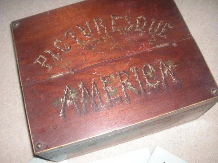 Rare Picturesque America  1872 set Original wood box