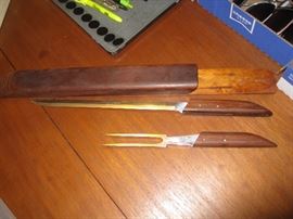 Solid wood holder/knife/fork