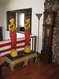 Stained glass floor lamp - grandfather clock