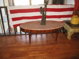 Marble top oval table