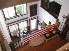 View from 3rd floor, 9 X 5 large US flag etc
