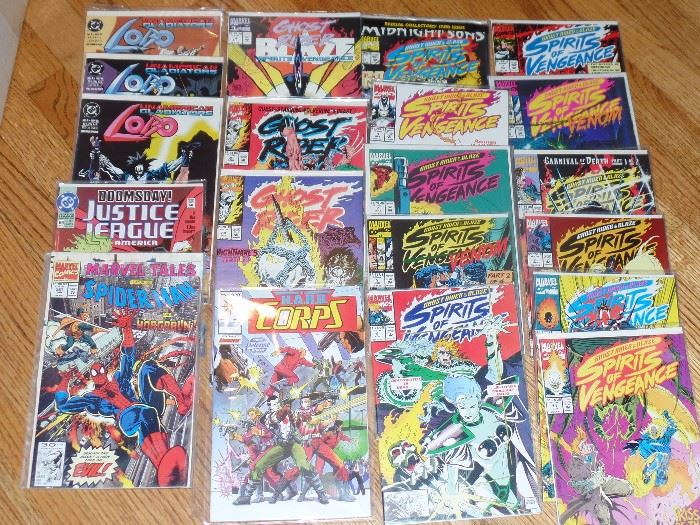 Tons of comics - Dean Pool, Spider-Man, Superman, Mirage, Ghost rider, Spirits of Vengeance, Justice League, Wild C.A.T.S., Spawn, X-Men, Maxx. to name a few. 