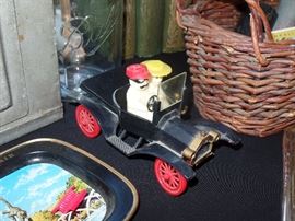 Vintage salt and pepper model T., One wheel missing.