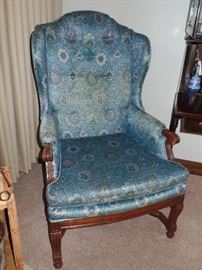 Close-up of wing back chair