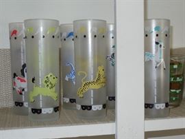 Set of 6 zoo animals glasses