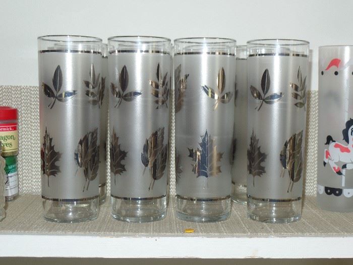  Set of eight Silver leaf glasses 
