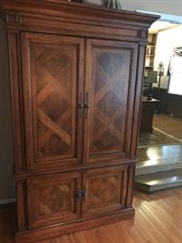 Thomasville Armoire with wood inlay  55"w x 27"d x 85"h
