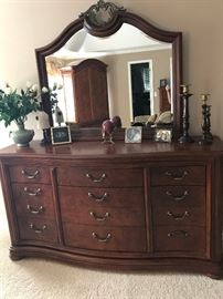 Thomasville Dresser with Mirror  76"W x 22"D x 40"H  (with mirror - 86" high)