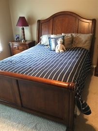 Universal Furniture Sleigh Queen Bed  98"W x 66"D x 64"H    with Sterns and Foster Pillowtop mattress and boxspring.