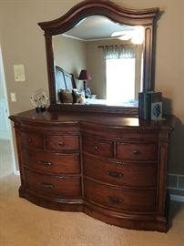 Universal Furniture Double Dresser with Mirror  66"W x 21"D x 38.5" H  (with mirror 72.5" H)