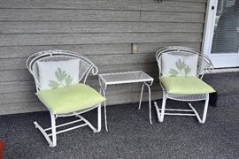 white metal patio chairs