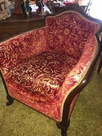 Antique upholstered chair- fabric is as is