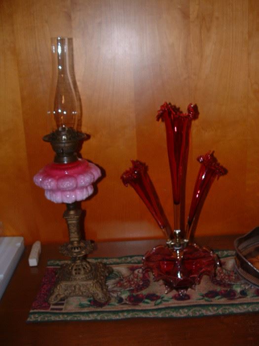 another lamp and epergne