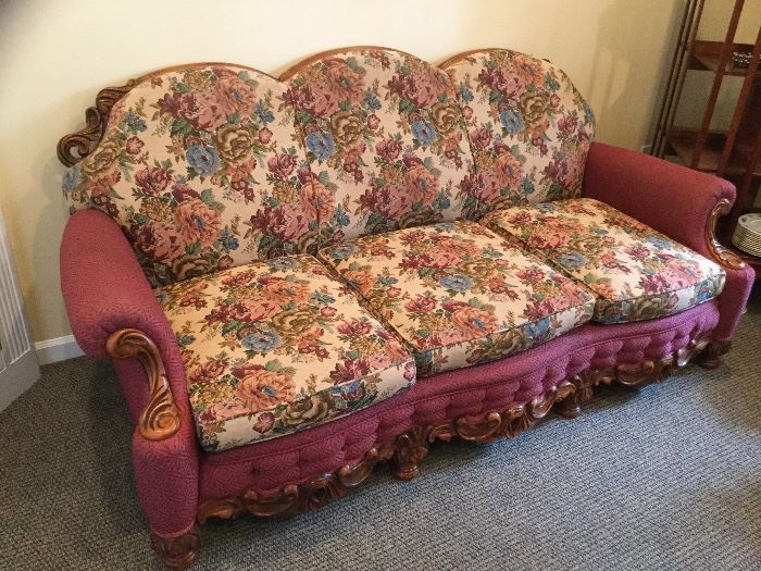 Antique floral sofa couch