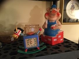 Rocking horse clock and Practical Pig piggy bank