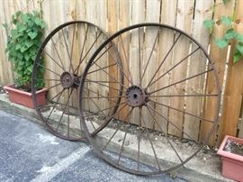 Extra large Iron wagon wheels...54-inch diameter 
