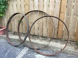 Antique wagon wheel rims. 40-1/2" and 44-1/2"