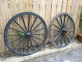Antique wood wagon wheels ....36-inch diameter 