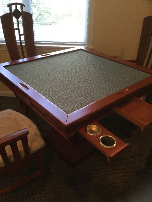 Art Deco table with top removed for cards and chips 