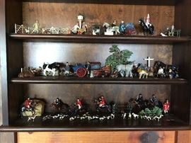 English collection of miniature hand painted  lead farm scenes and fox hunters with dogs