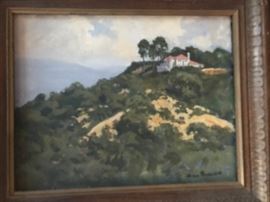 Helen Buckland plein air  of local Del Mar home and hills