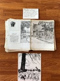 This is Helen Buckland's  original sketchbook full of pencil and pen drawings of English landscapes.