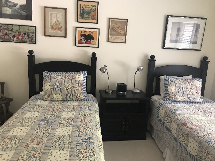 Pair of Lovely Twin Beds and Large Night Stand 