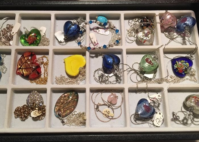 Sterling, Murano glass, semi precious stones & pearls