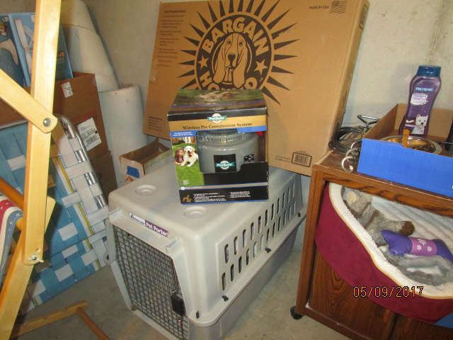 New dog kennel and dog crate still in box plus wireless containment system (to keep dog in yard)