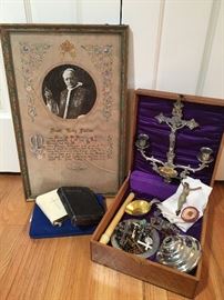 Papal Apostalic Blessing from Pope Pius XI and last rights box 