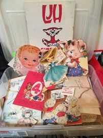 Box of vintage baby cards and valentines