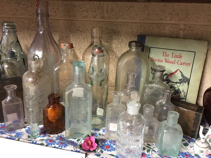 Plenty of old medicine bottles - great for decorating and flower vases