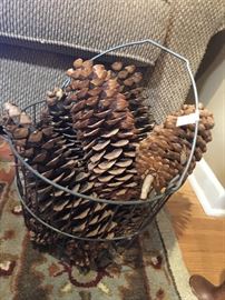 GIANT pine cones just in time for Fall decorating, and we paired them with a great wire basket