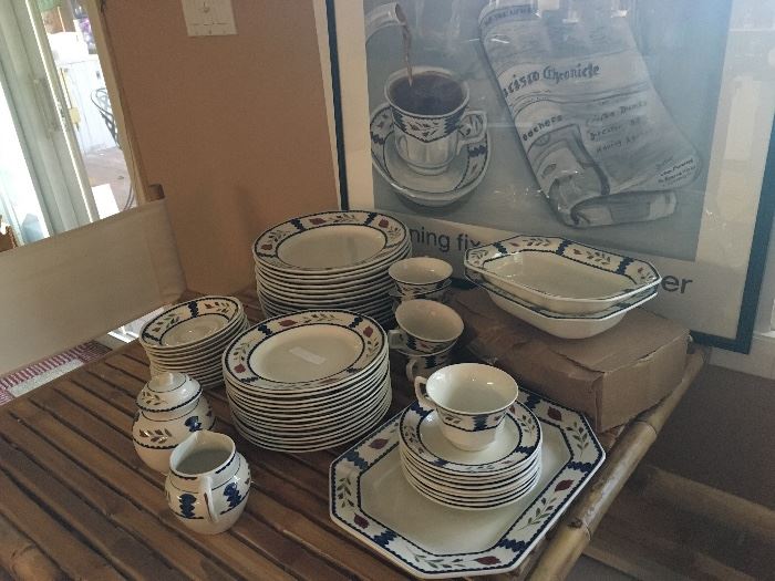 We realized this set of dish ware matched the one in the cute Kitchen print