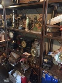 basement is FILLED with collectibles clocks antiquities 