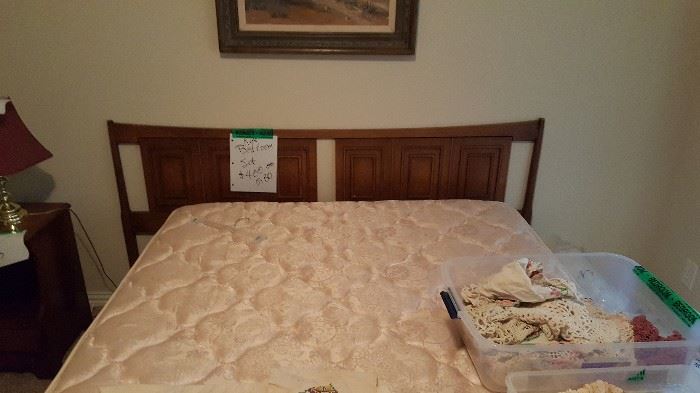 Queen bed mattress and box spring.