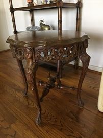 carved walnut table, as is