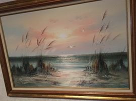 Seashore painting, signed original on canvas